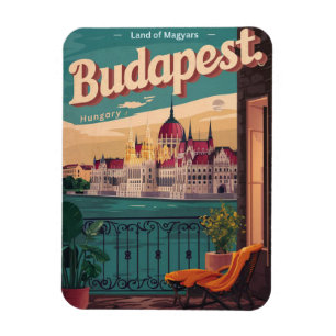 budapest hungary vintage balcony view Gifts Magnet