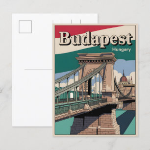 budapest hungary vintage elizabeth bridge postcard