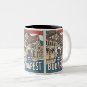 budapest hungary vintage local woman Gifts Two-Tone Coffee Mug