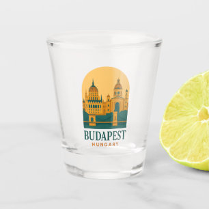 Budapest Hungary Vintage Travel Retro City Shot Glass