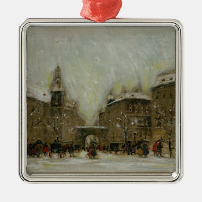 Budapest in the Snow Metal Ornament (Front)