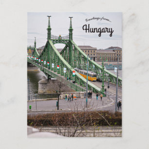 Budapest Liberty Bridge and Tram Hungary Postcard