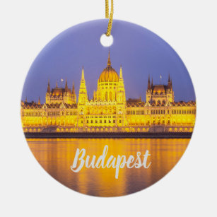 Budapest Parliament Hungary by night gift Ceramic Ornament