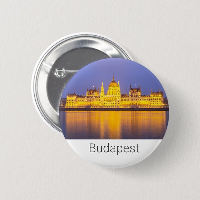 Budapest Parliament Panorama Hungary Holiday 2 Inch Round Button (Front & Back)