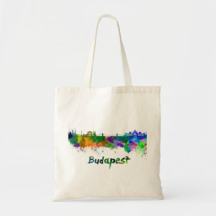 Budapest skyline in watercolor tote bag