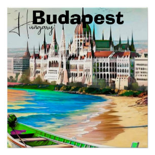 Budapest Travel Postcard Art, Hungary Travel Postc Poster