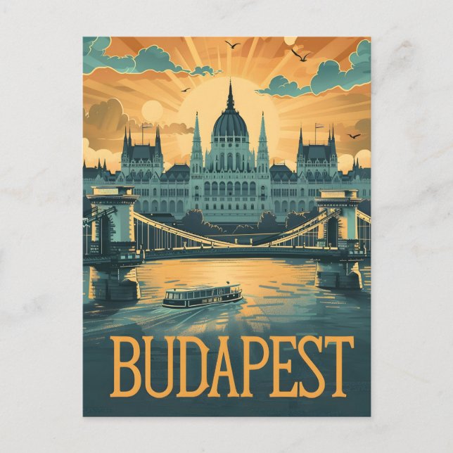 Budapest Vintage Art Postcard (Front)