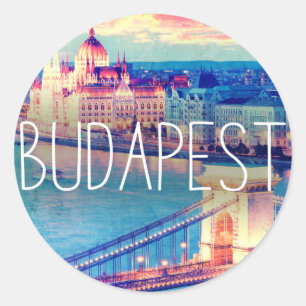 Budapest vintage, circle classic round sticker