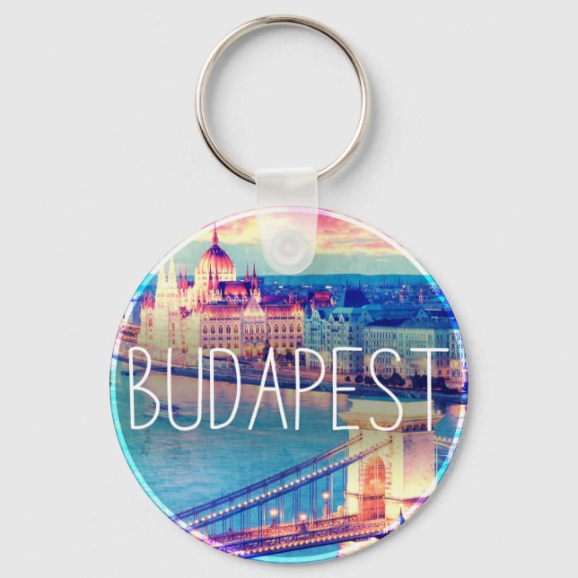 Budapest vintage, circle keychain (Front)