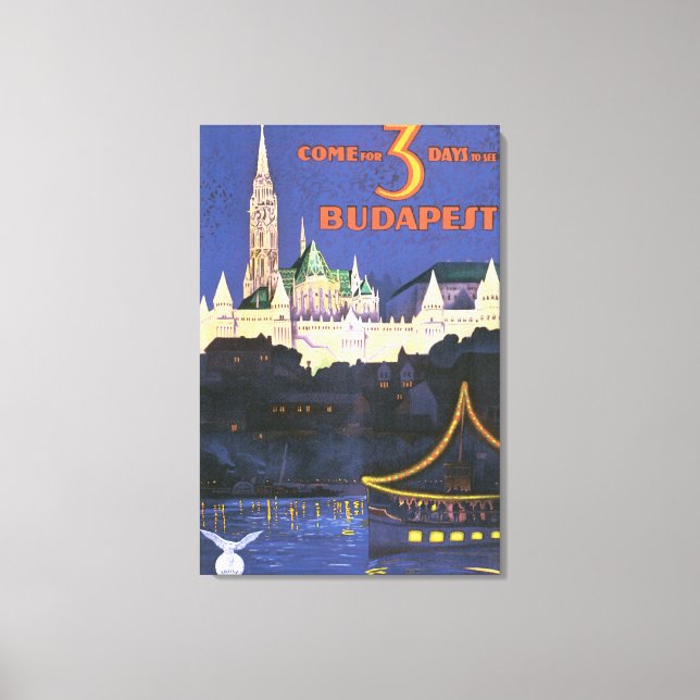 Budapest Vintage Travel Poster Canvas Print (Front)