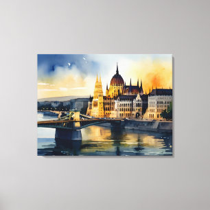 Budapest watercolor art canvas print
