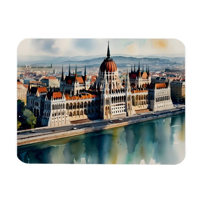 Budapest watercolor art magnet (Horizontal)