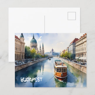 Budapest watercolor art postcard