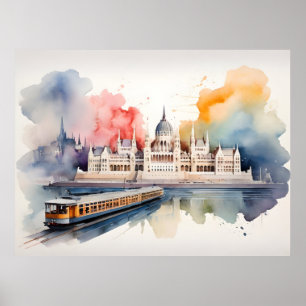 Budapest watercolor art poster