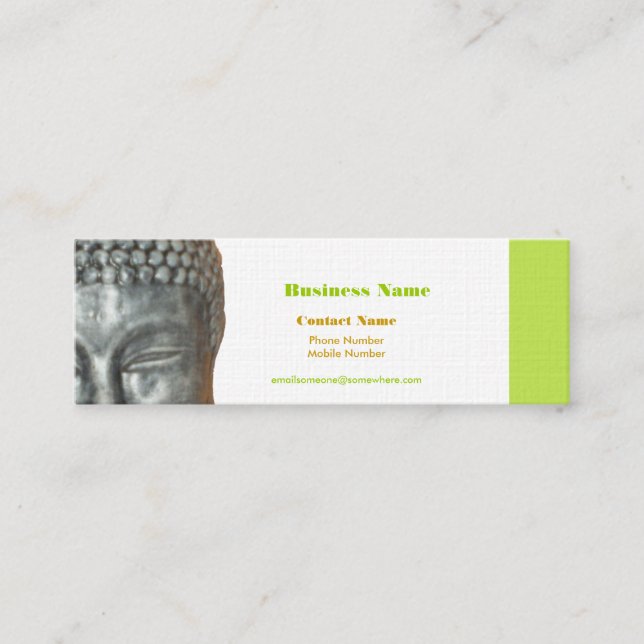 Buddah head, gold, black business card (Front)