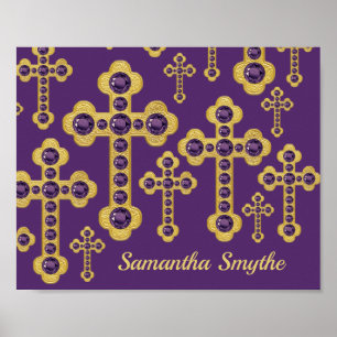 Budded Crosses with 12 Faux Amethysts - Poster