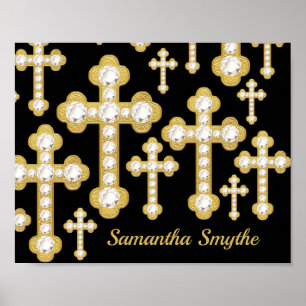Budded Crosses with 12 Faux Diamonds - Poster