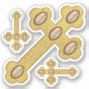 Budded Crosses with 5 Faux Opals - Contour