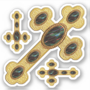 Budded Crosses with 6 Faux Bloodstones - Contour