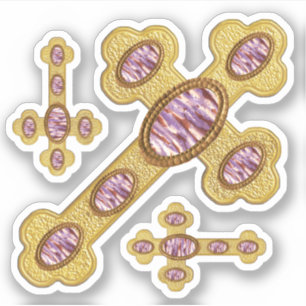Budded Crosses with 6 Faux Purple Agates - Contour