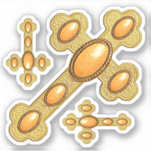 Budded Crosses with 6 Faux Sardonyx - Contour