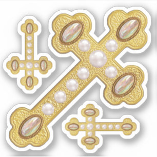 Budded Crosses with Faux Opals & Pearls - Contour