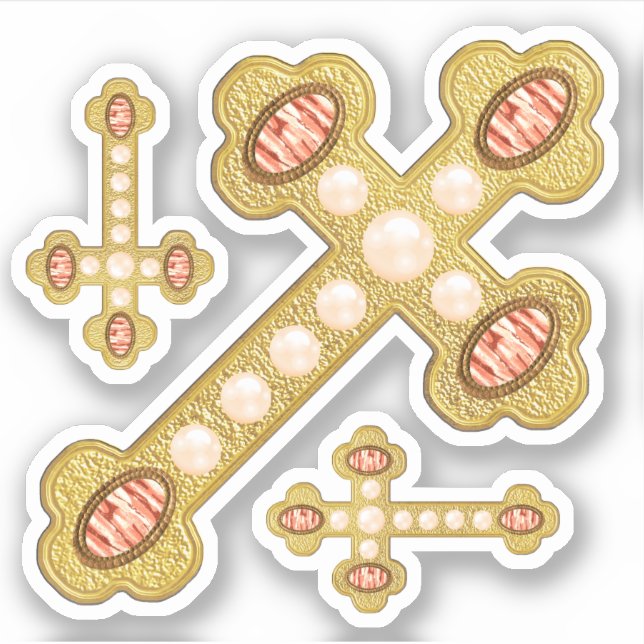 Budded Crosses with Faux Red Agates & Pearls - (Front)