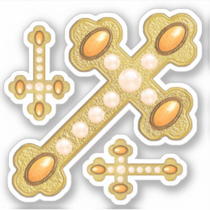 Budded Crosses with Faux Sardonyx & Pearls -