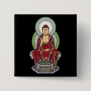 Buddha Abhaya Mudra 2 Inch Square Button