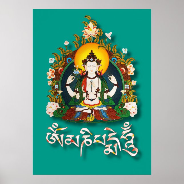Buddha Amitabha Om Mani Padme Hum Tibetan Poster (Front)