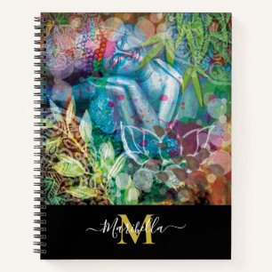 Buddha and Pink Lotus Flower Personalize Monogram Notebook