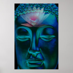 Buddha and Pink Waterlily Poster