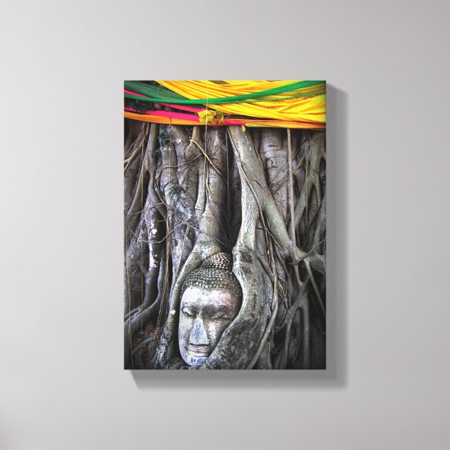 Buddha And The Tree Buddhism Thailand Photography Canvas Print (Front)