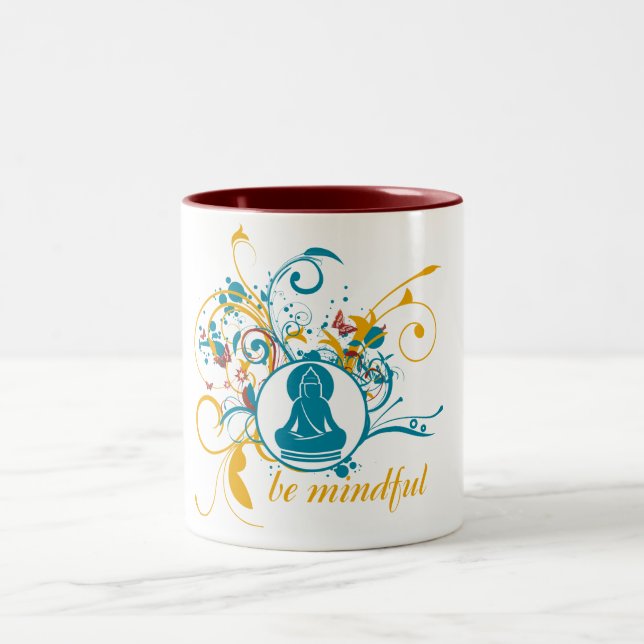 Buddha Be Mindful Two-Tone Coffee Mug (Center)