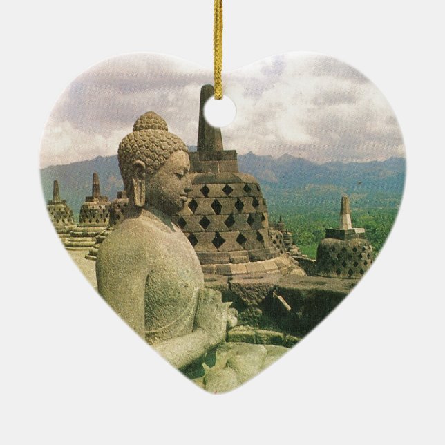 Buddha bell statue, Borobodur temple, Java Ceramic Ornament (Back)