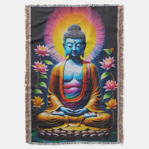 Buddha - Blooming Mindfulness Throw Blanket