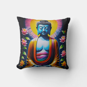 Buddha - Blooming Mindfulness Throw Pillow