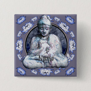 Buddha Breathe 2 Inch Square Button