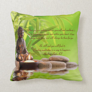Buddha buddhism zen meditation poem of meditation throw pillow