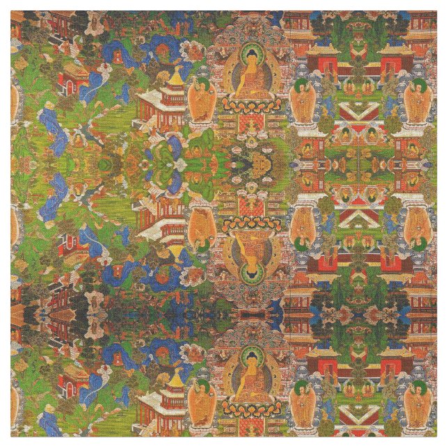 Buddha Buddhist Buddhism Blessing Boho Bohemian Fabric (Close Up)