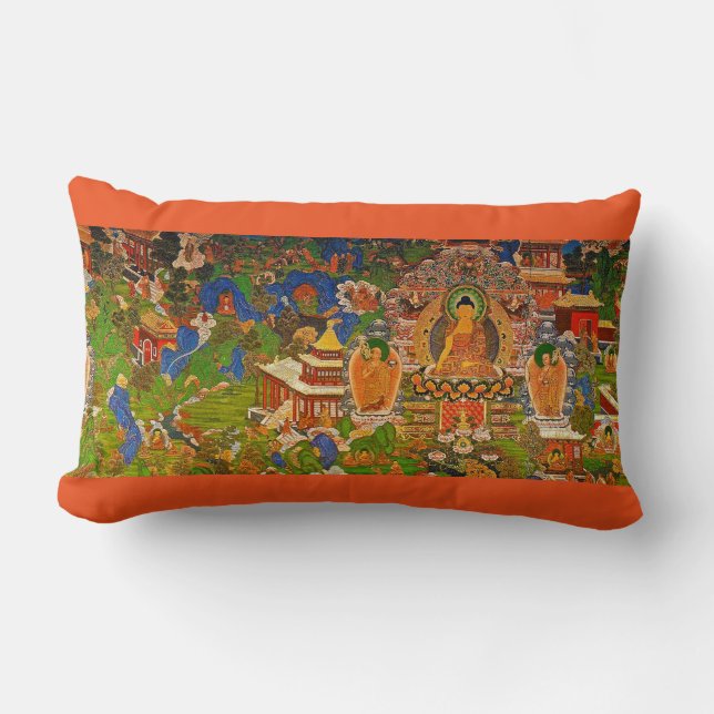 Buddha Buddhist Buddhism Blessing Boho Bohemian Lumbar Pillow (Front)