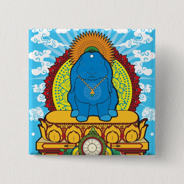BUDDHA BUN 2 INCH SQUARE BUTTON (Front)