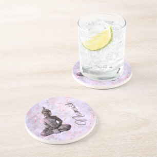 Buddha Classy Pink Lavender Marble Coaster