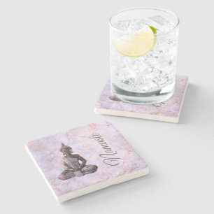 Buddha Classy Pink Lavender Marble Stone Coaster