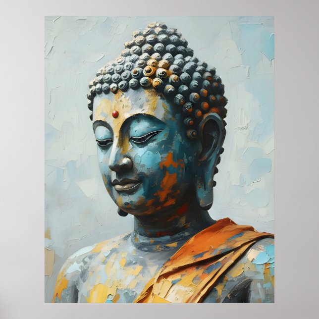 Buddha Colorful Painting - Modern Impasto Art Poster (Front)