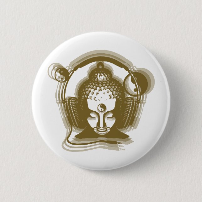 Buddha Deejay 2 Inch Round Button (Front)