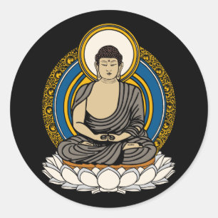 Buddha Dhyana Mudra Classic Round Sticker