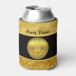 Buddha doing yoga meditation spiritual gold foil can cooler