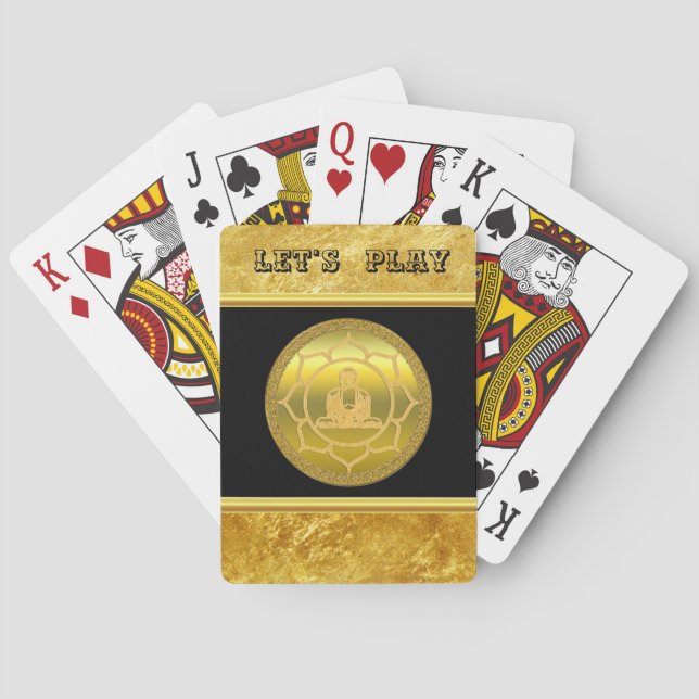 Buddha doing yoga meditation spiritual gold foil playing cards (Back)