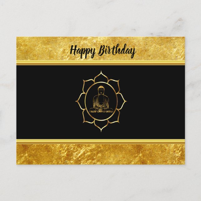 Buddha doing yoga meditation spiritual gold foil postcard (Front)